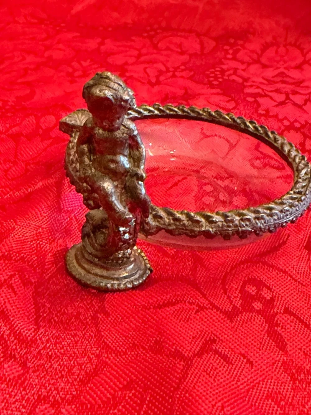Antique-Style Cherub Ashtray/Ring Dish in Metallic Bronze